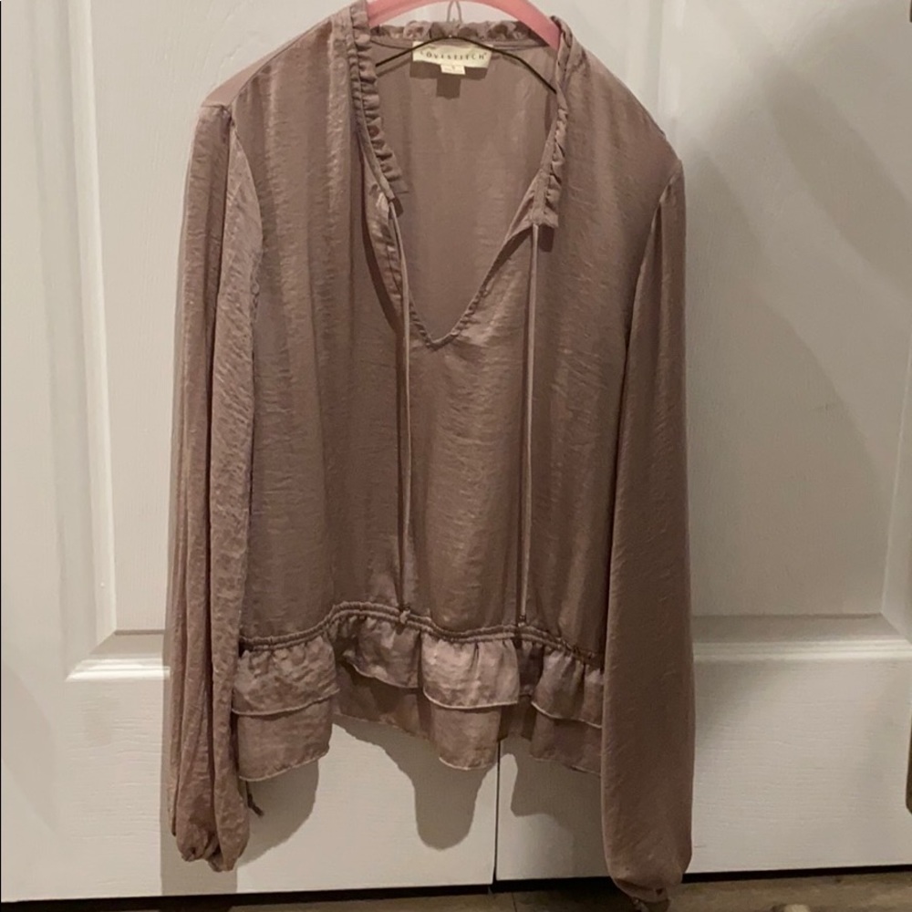 Blush Colored Blouse with Ruffle Detail